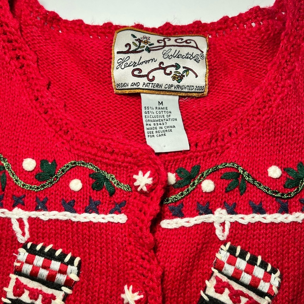 Vintage Tiara International Christmas Sweater Cardigan Grandmacore Kitsch - Picture 9 of 9